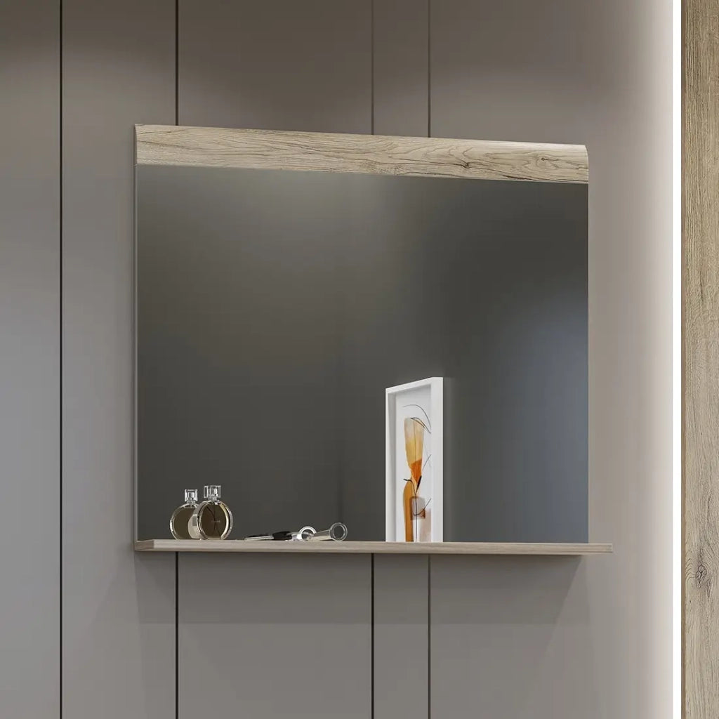 Specchio design OHIO - 83x72 cm - Rovere chiaro con mensola integrata