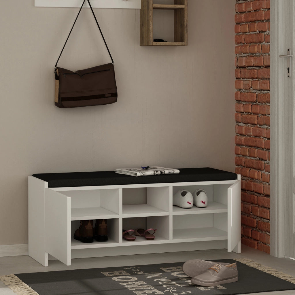 Scarpiera in legno "Zulla" - 110 x 37 x 43 cm - Bianco