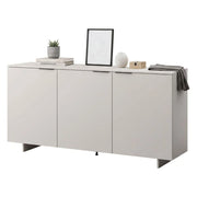 Credenza Neto, Madia da salotto con tre ante battenti, Rialzato da terra, 180x42 h90 cm, Beige
