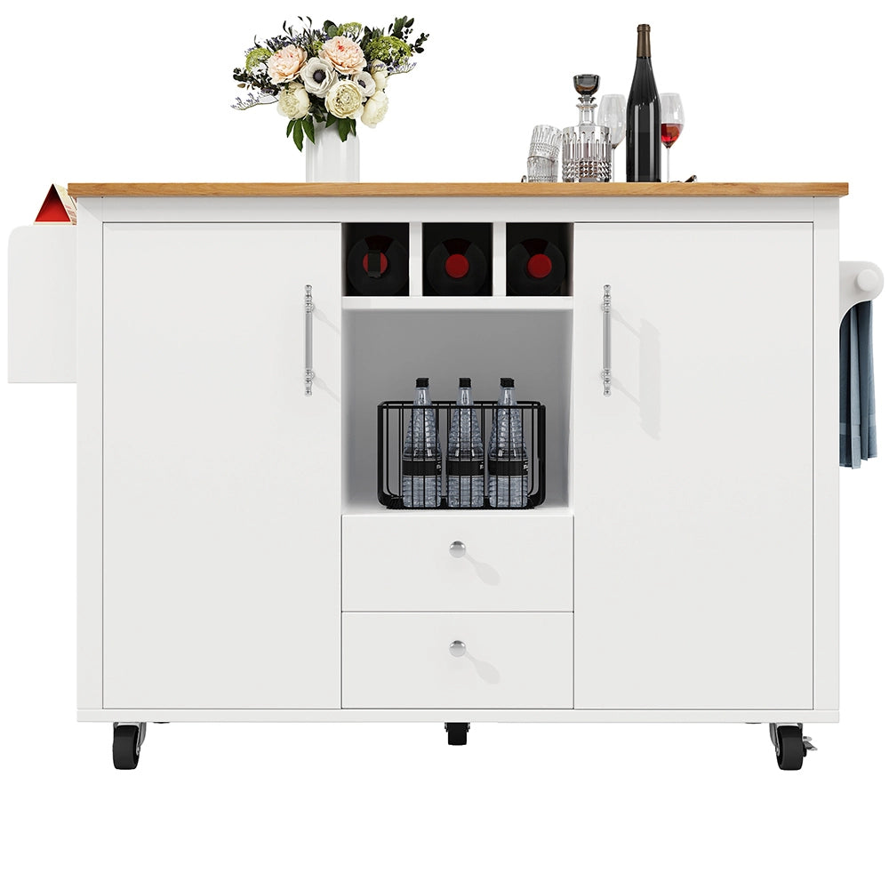 Isola cucina - Xylo - 120x73x92cm piano abbattibile bianco/nero