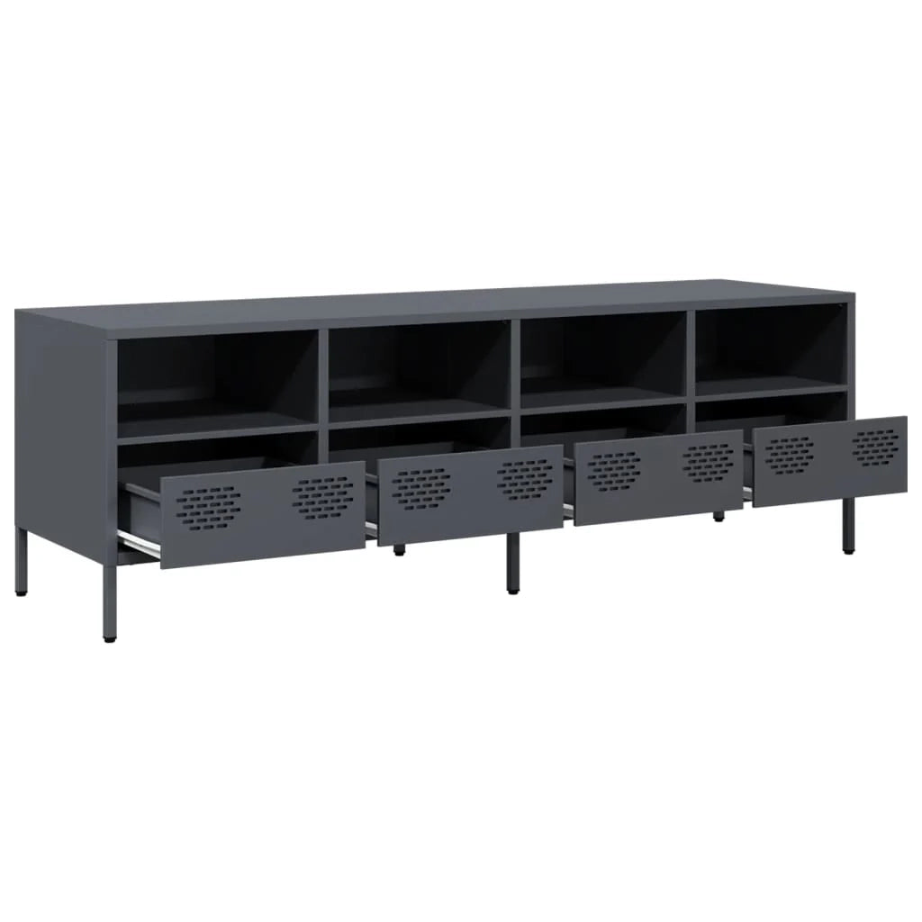 Mobile TV multimediale mensola TV credenza TV per sala da pranzo soggiorno camera da letto 135 x 39 x 43,5 cm acciaio laminato a freddo antracite 02_0026392
