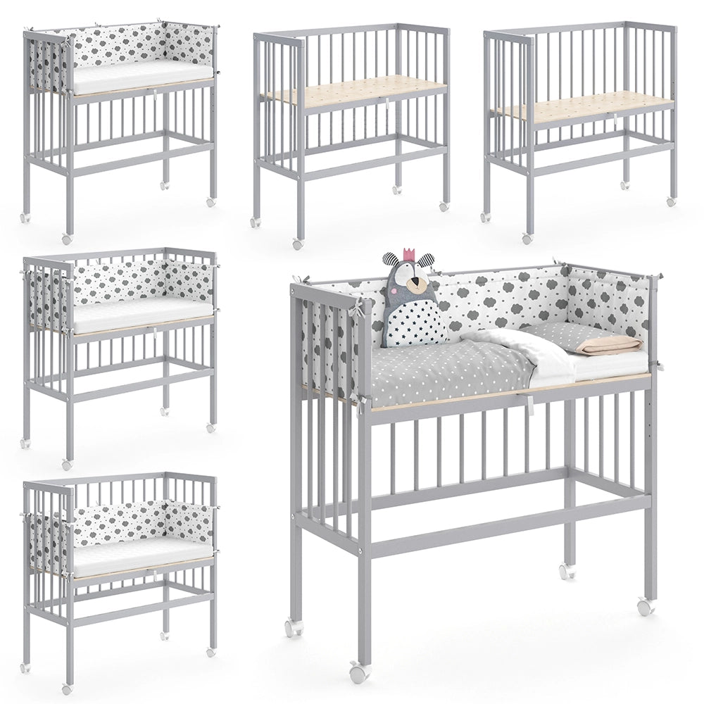 Vitalispa Lettino da attaccare al letto Grigio 94 x 90 cm 1 binario laterale