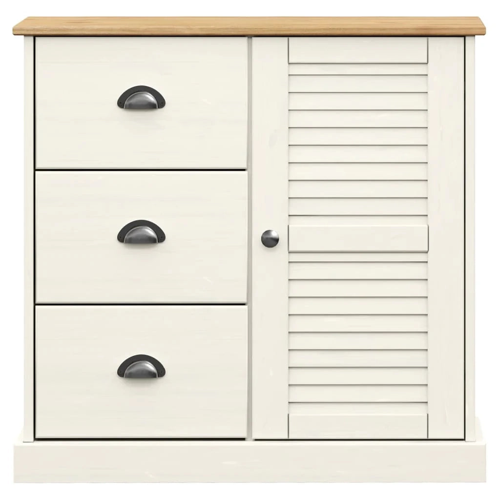 Buffet credenza cassettiera mobiletto mobile contenitore organizer per cucina soggiorno salotto con cassetti 78 x 40 x 75 cm legno massello di pino bianco 02_0030137