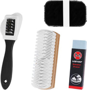 Set di pulizia per scarpe multifunzionale - Pennello crêpe - Pennello a setole di suède - Manopole per pulire scarpe - 15x4cm