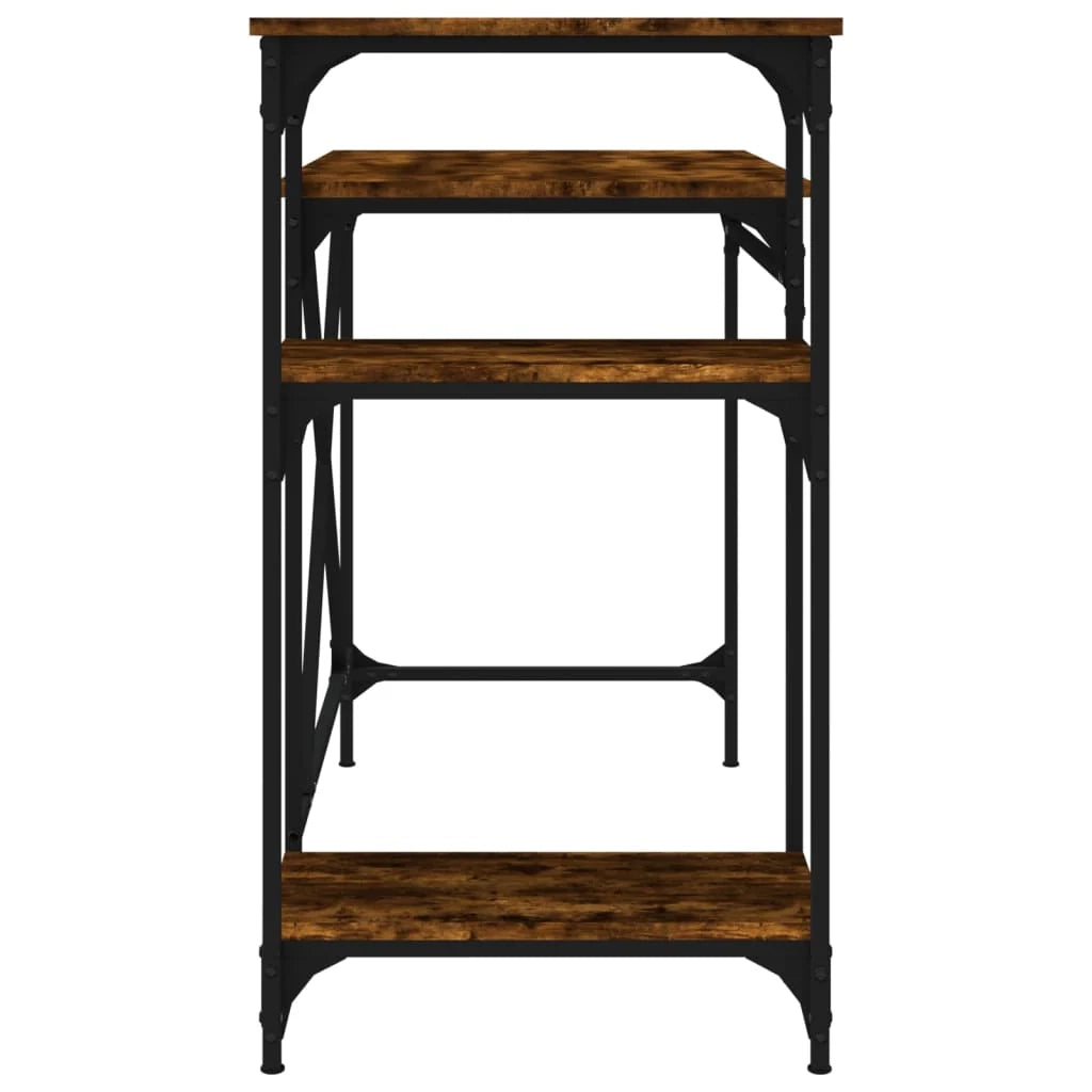 Scrivania da ufficio postazione di lavoro mobile per computer scrivania da studio con ripiani rovere 105 x 50 x 90 cm legno ingegnerizzato e ferro marrone 02_0023484