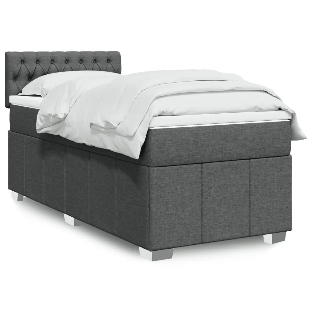 Giroletto a Molle con Materasso Grigio Scuro 90x190 cm Tessuto