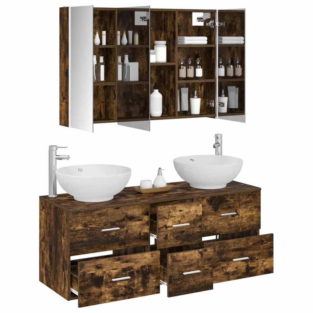 Set di mobili per il bagno 4 pcs Rovere Fumo 3406987