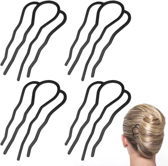 Kit di pettinature a forma di U 4 pezzi - accessori per donne - antiscivolo - metallo 8,8 × 5 cm