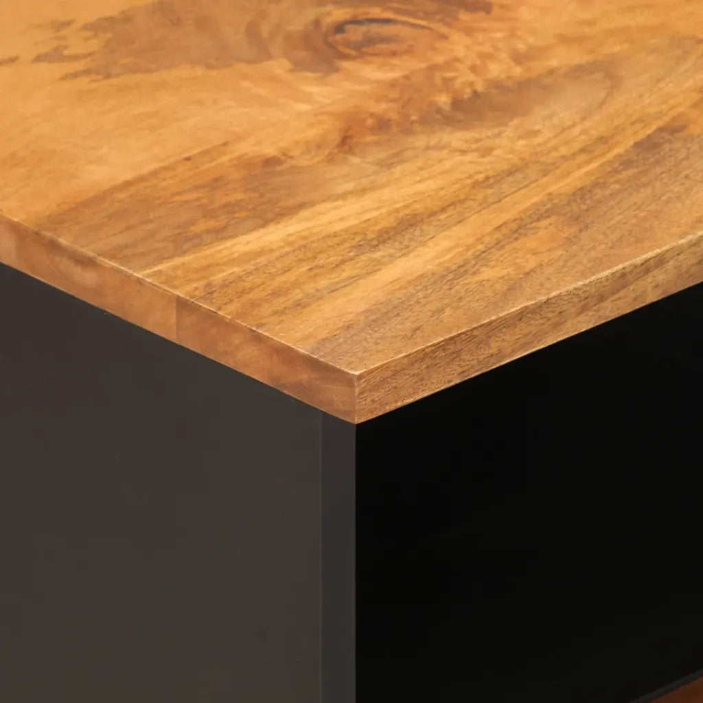 Mobile Porta TV-Mobile per TV-Credenza TV Marrone e Nero 70x33,5x46 cm in Legno di Mango