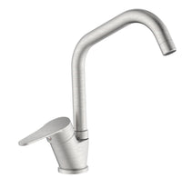 Miscelatore per cucina in ottone finitura acciaio spazzolato, canna a ponte