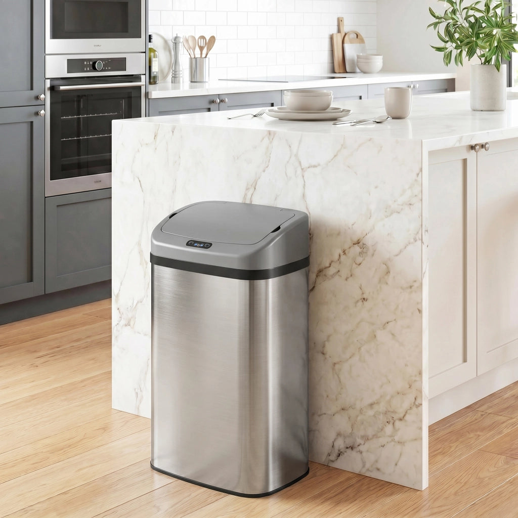 Cestino Rifiuti Automatico 48 L ¨C zephmum ¨C Sensore Infrarosso Acciaio Inossidabile