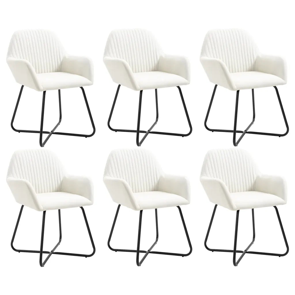 Sedie da Pranzo 6 pz Crema in Tessuto  cod mxl 8020