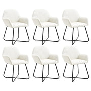 Sedie da Pranzo 6 pz Crema in Tessuto  cod mxl 8020