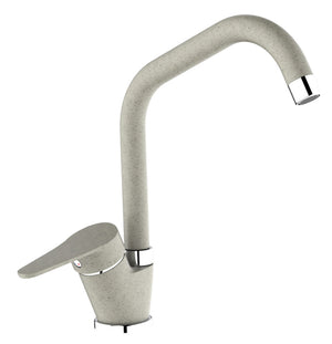 Miscelatore per cucina in ottone effetto avena granito beige, canna a ponte