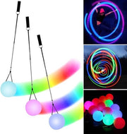 Poi a tre pezzi palloni glow con colori arcobaleno e effetto stroboscopico palloni per jongliare con led migliorati per principianti e professionisti con doppie cerniere regolabili