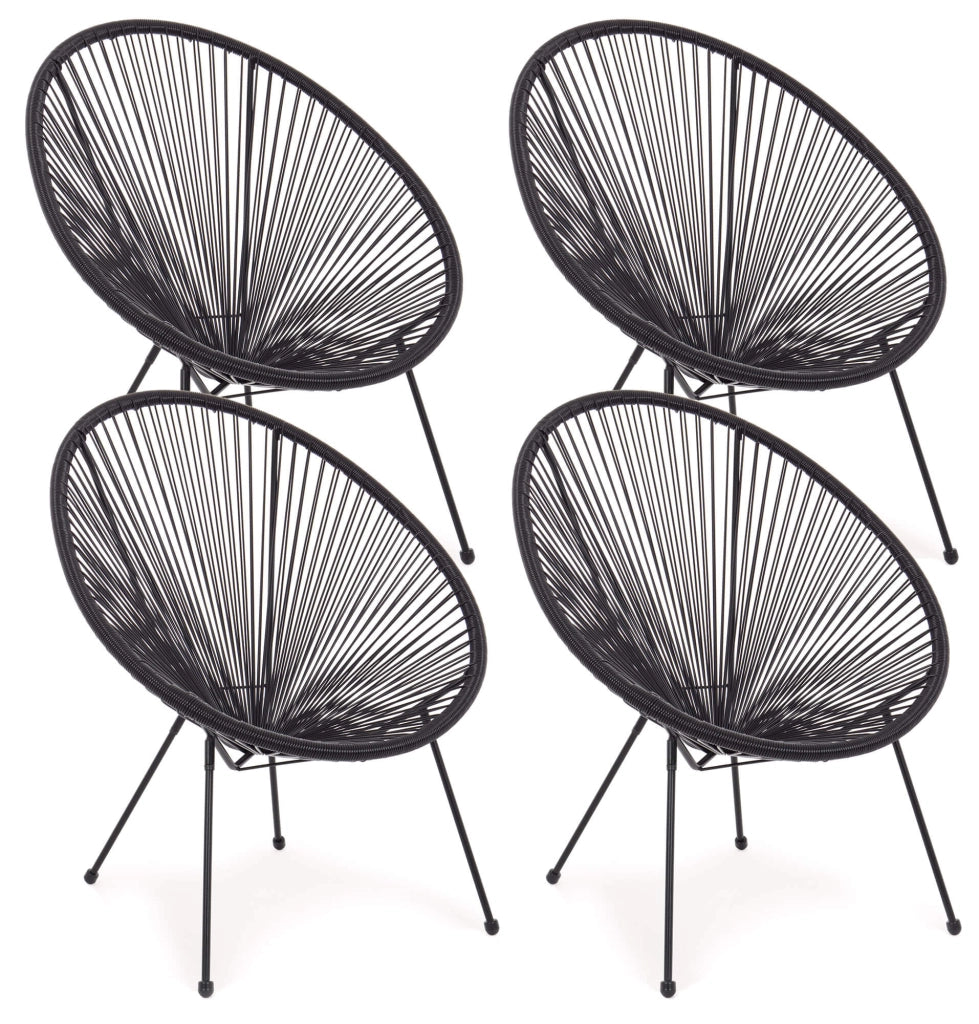 Poltrona da Giardino 72x78x89 cm in Acciaio e Corda Parker Nero