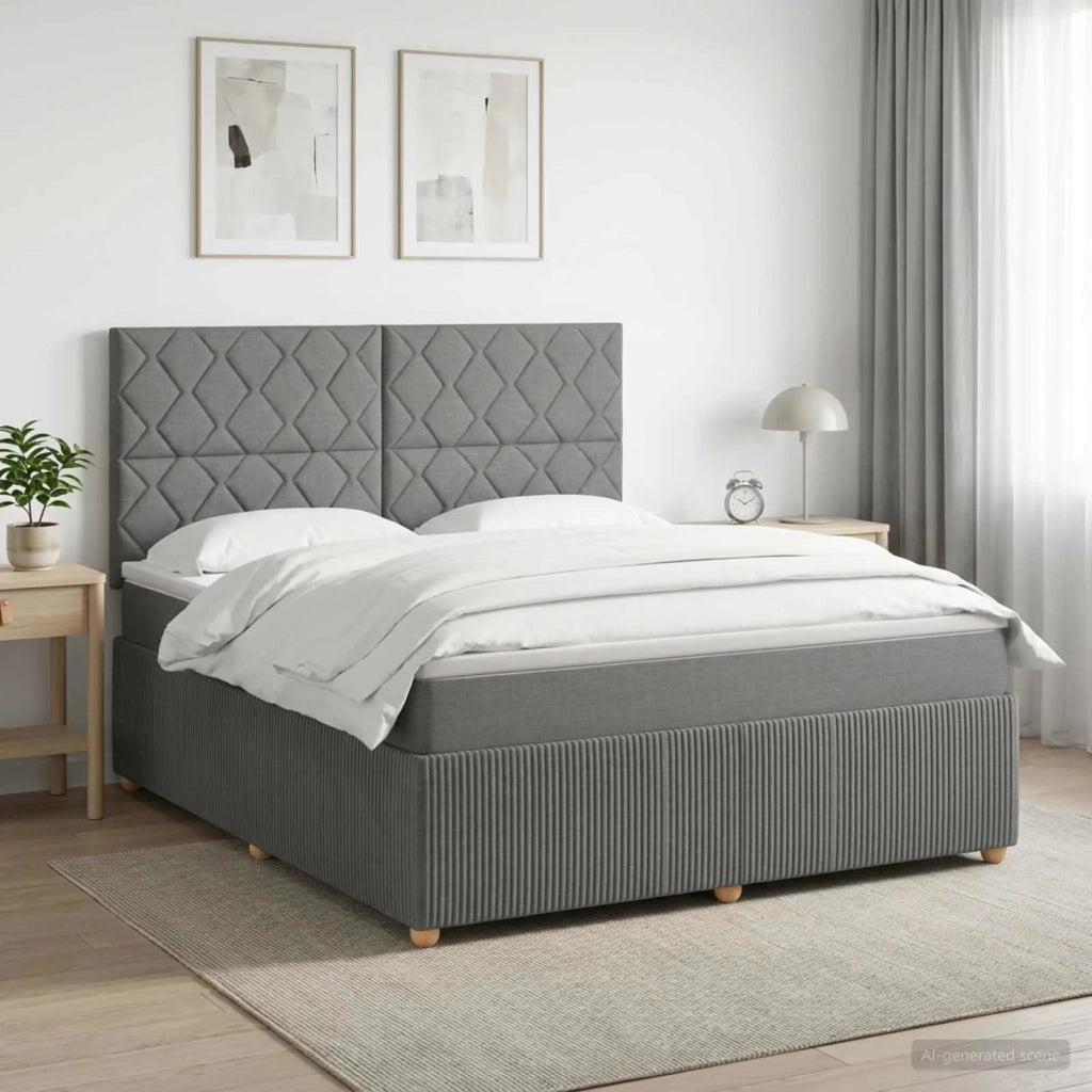 Letto box spring con materasso Grigio Scuro 140 x 190 cm 3454397