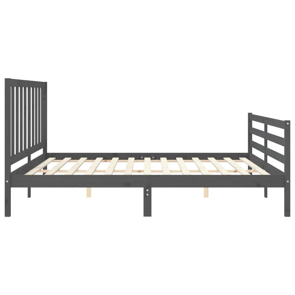 Giroletto con Testiera Grigio 200x200 cm in Legno Massello 3193878