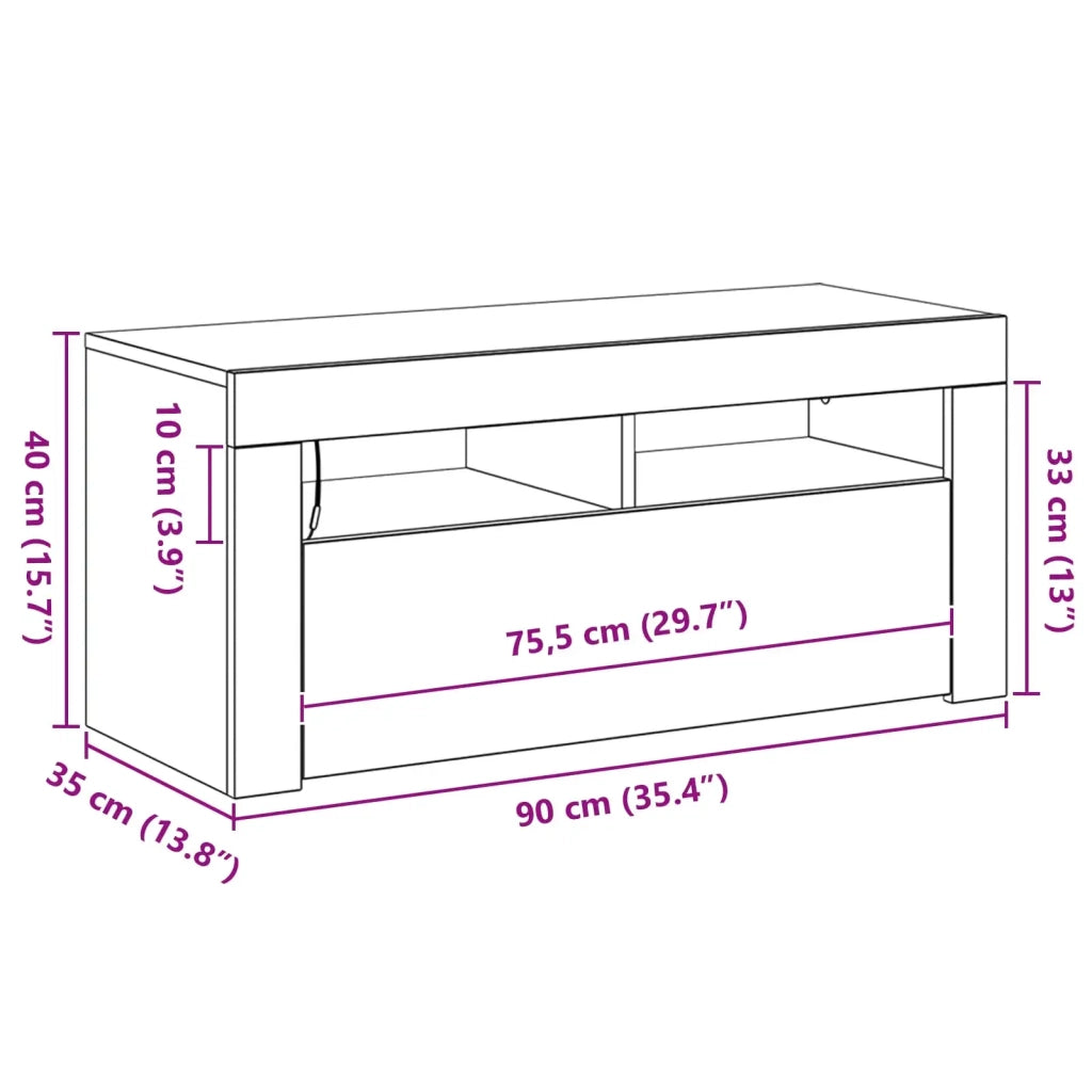 Mobile TV moderno con 2 ante a filo e ripiani dal design elegante 90 x 35 x 40 cm in legno composito di rovere nero 02_0051884