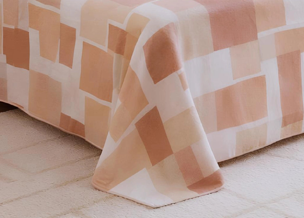 Copriletto Piquet Primavera Estate 100% Cotone Disegno Brick - Singolo - Arancio