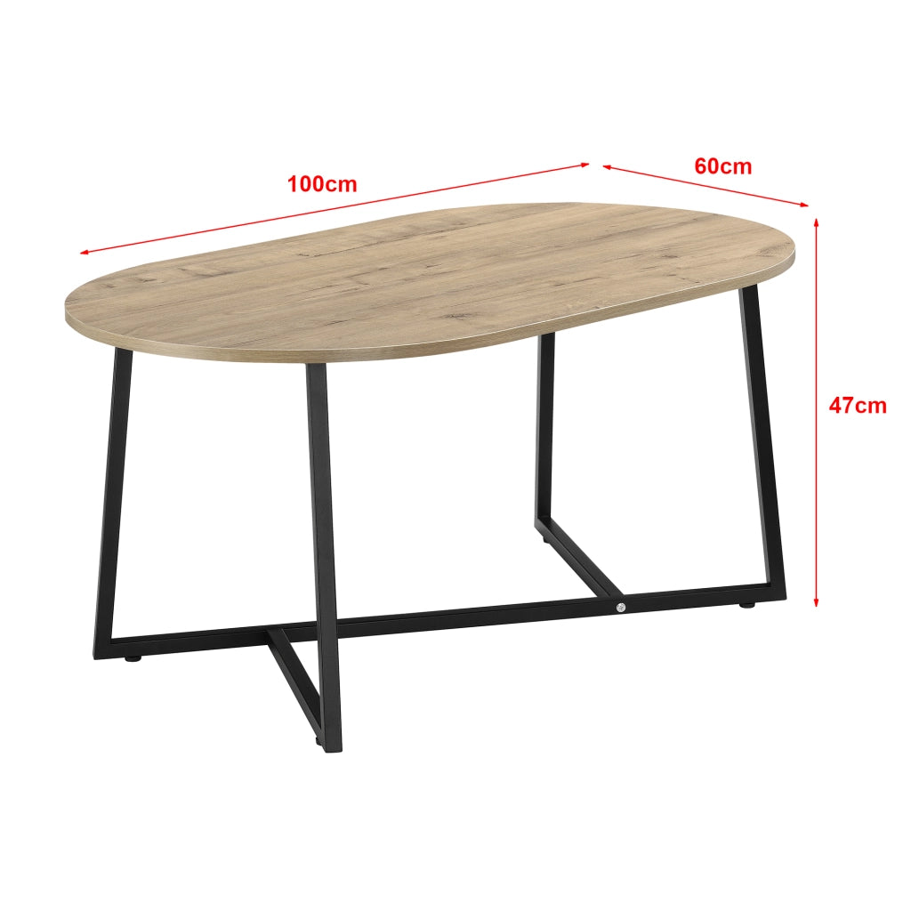 Tavolino Basso da Salotto Valdemarsvik con Piano Ovale - Effetto Rovere [en.casa]