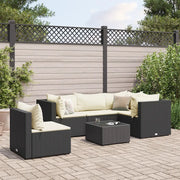 Set Mobili da Giardino 6 pz con Cuscini in Polyrattan Nero 3308160