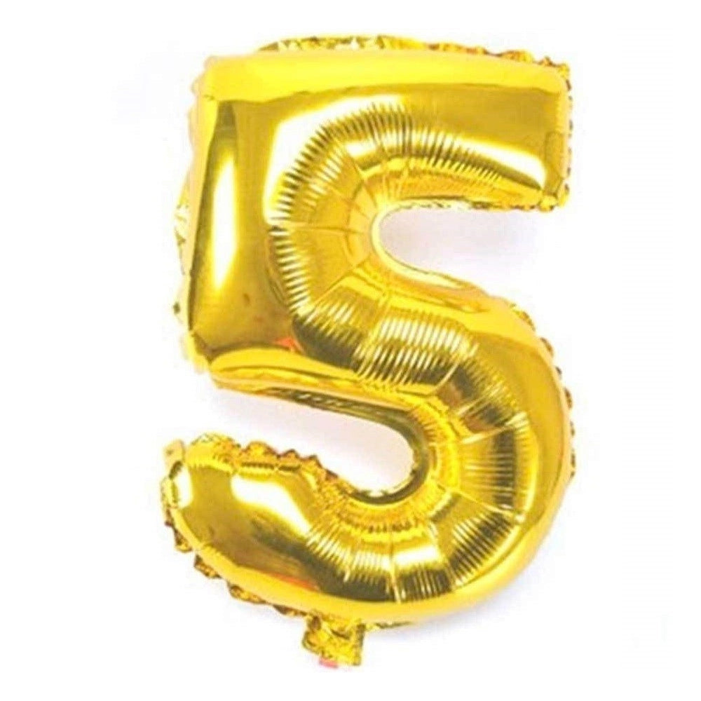 Trade Shop - Palloncino Numero 5 Oro 35cm Elio Decorazione Compleanno Party Festa -