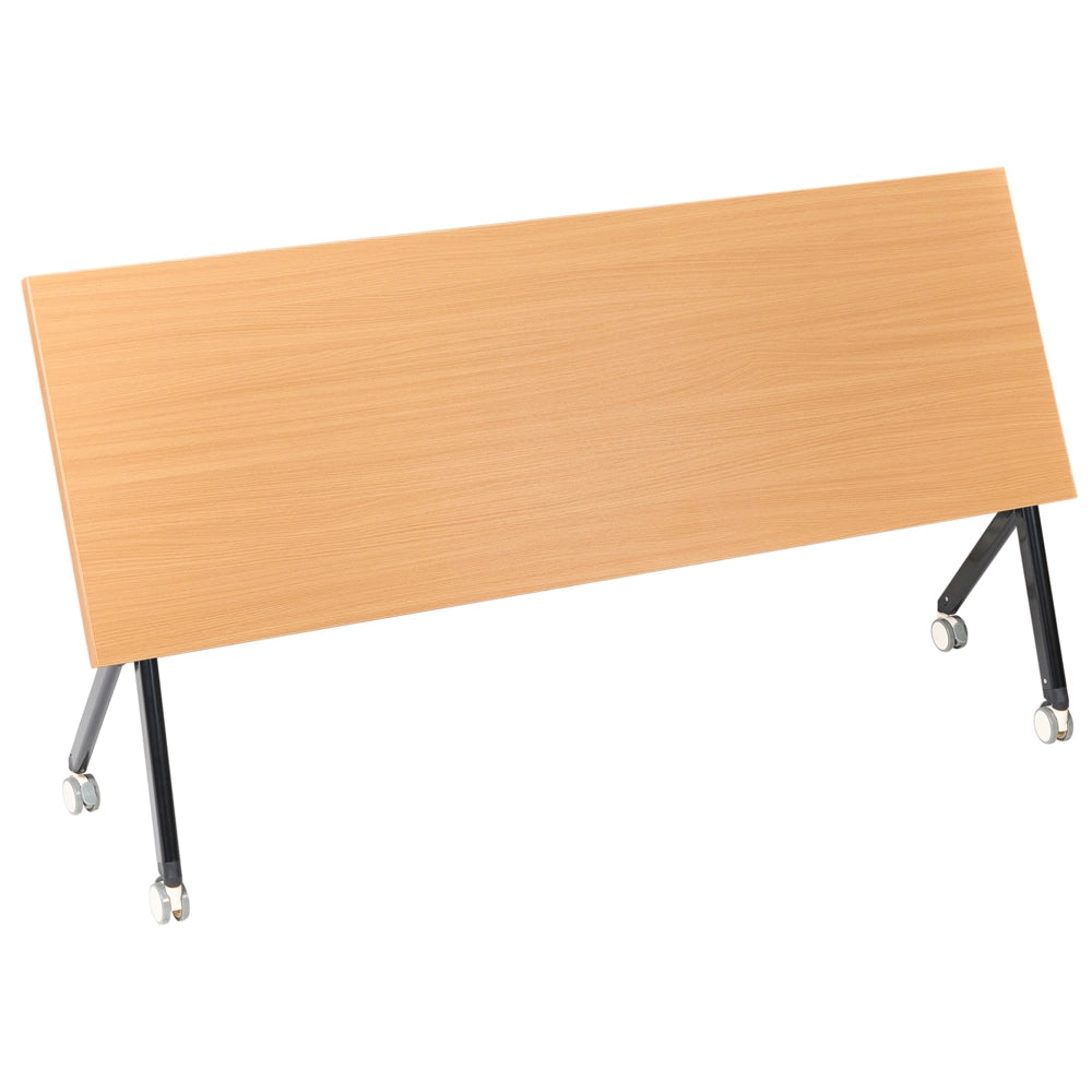 Scrivania da ufficio pieghevole con struttura in metallo marrone e nero e piano in MFC 180 x 60 cm Tavolo pieghevole portatile con rotelle