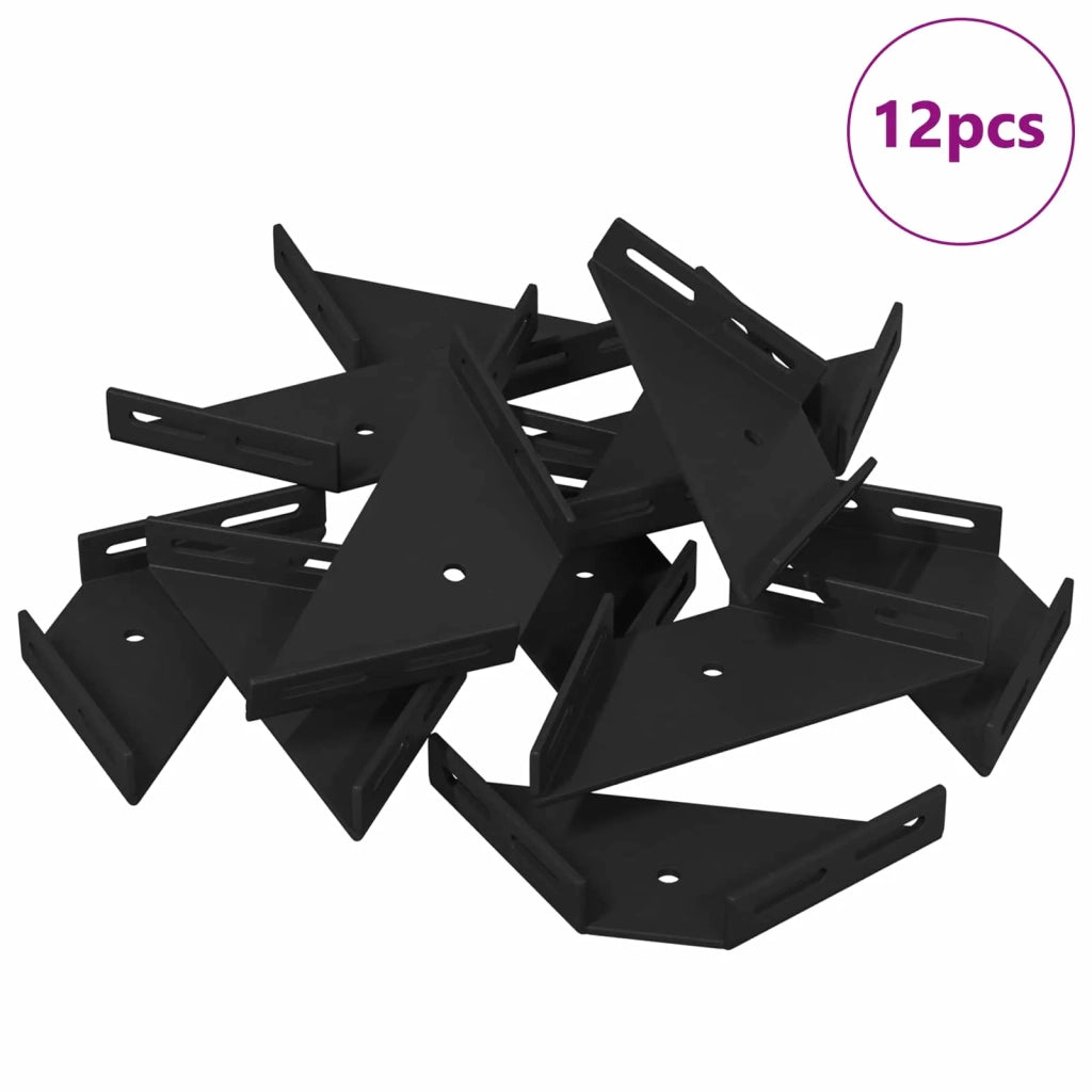 Staffa Angolare 12 pcs Nero 138,5 x 50,5 x 16 mm Ferro