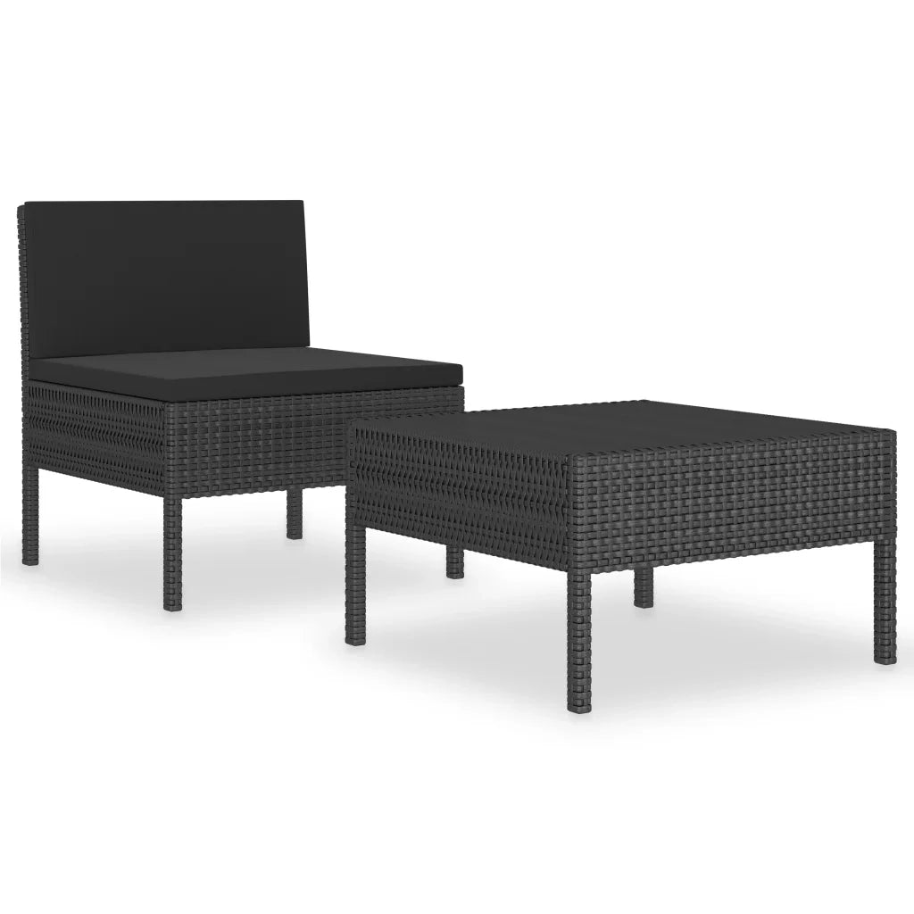 Set Divani da Giardino 2 pz con Cuscini in Polyrattan Nero 310199