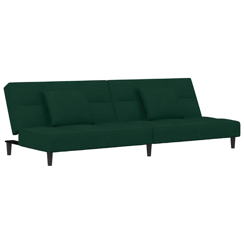 Divano letto | Sof¨¤ letto | Letto singolo a 2 Posti con 2 Cuscini Verde Scuro in Velluto