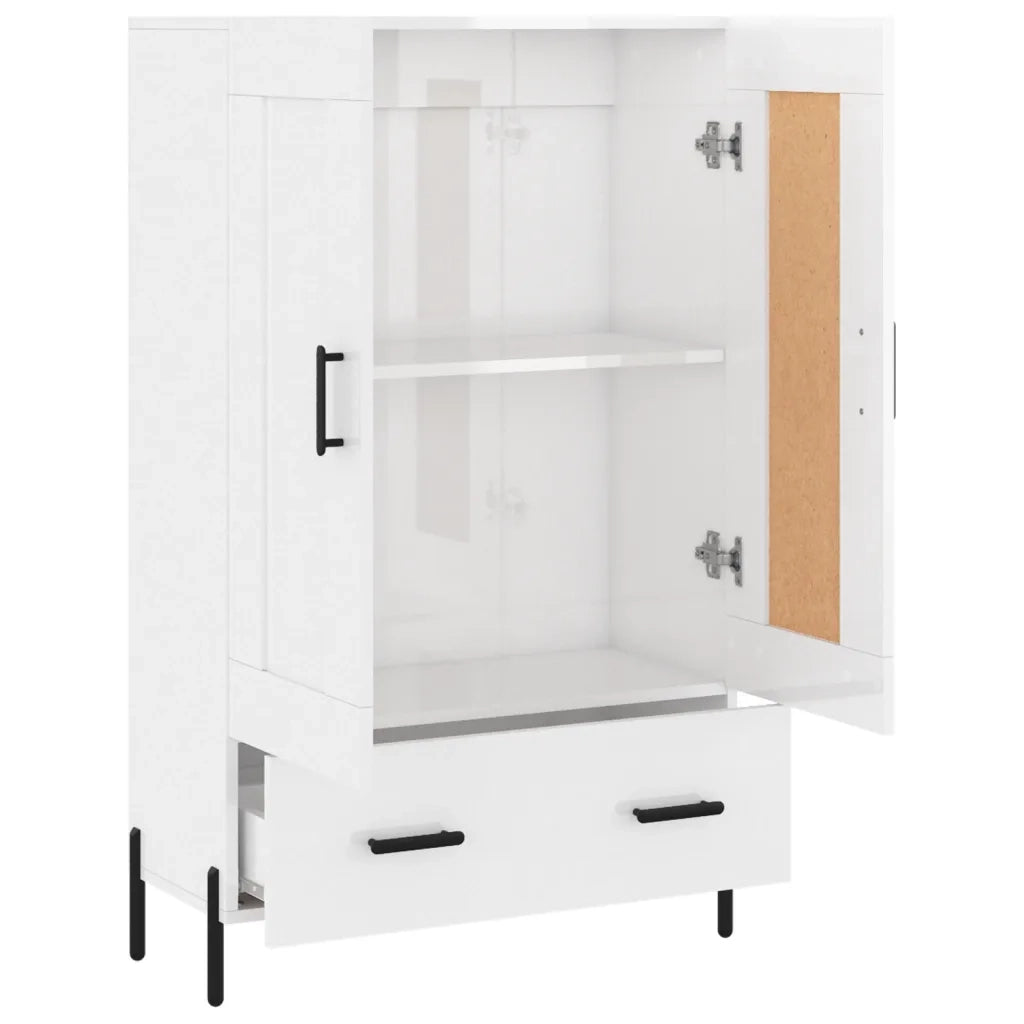 Credenza | Madia | Buffet da pranzo | Armadio da pranzo Bianco Lucido 69,5x31x115 cm in Legno Multistrato