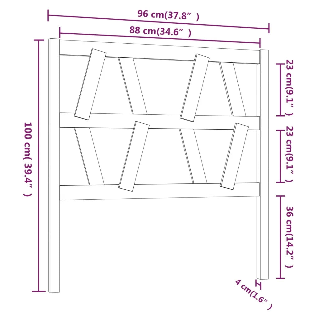 Testiera per Letto-Testata-Testiera Decorativa 96x4x100 cm in Legno Massello di Pino 557243