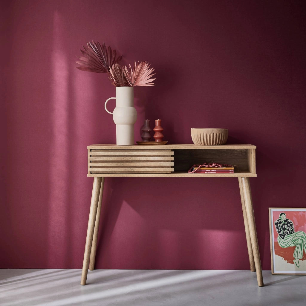 Consolle con 2 cassetti effetto legno naturale, 100cm, marrone