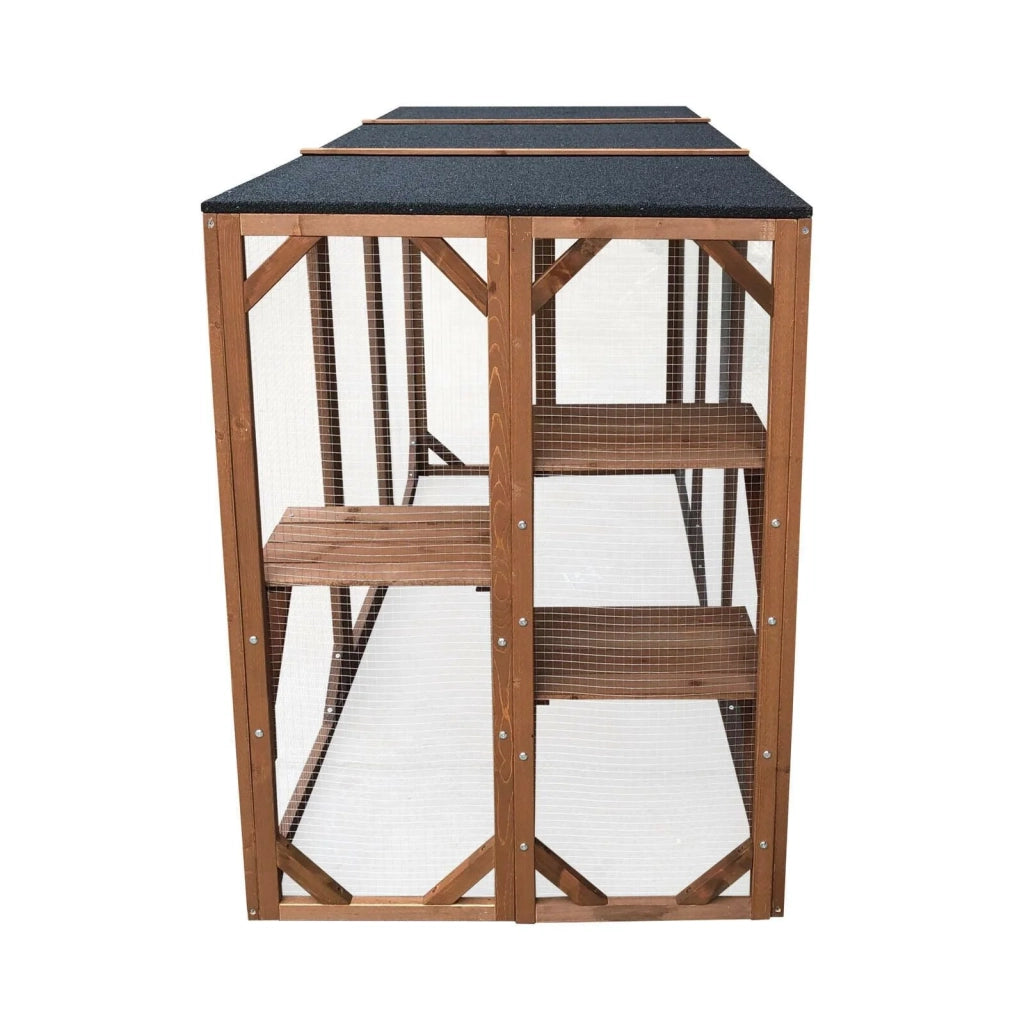 Recinto per gatti da esterno in legno robusto 180 cm 3 zone di riposo 16_0001711