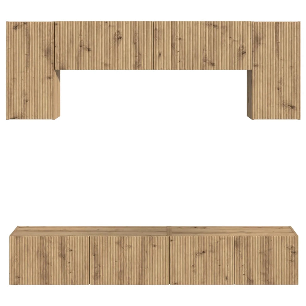 Set mobile TV 5 pcs Grigio cemento Legno multistrato 3409054