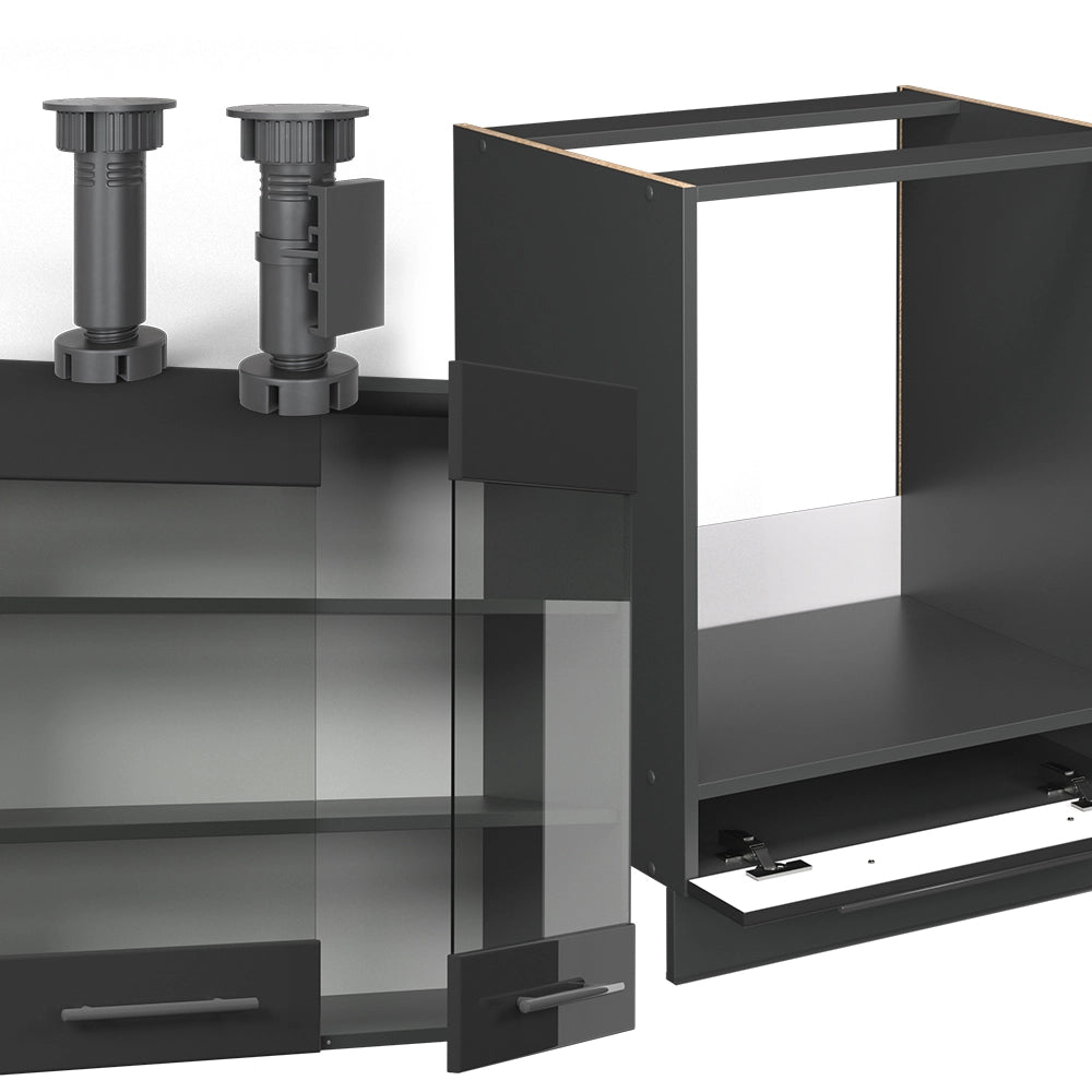 Vicco Cucina angolare completa Antracite lucido 190 x 46 cm senza piano di lavoro