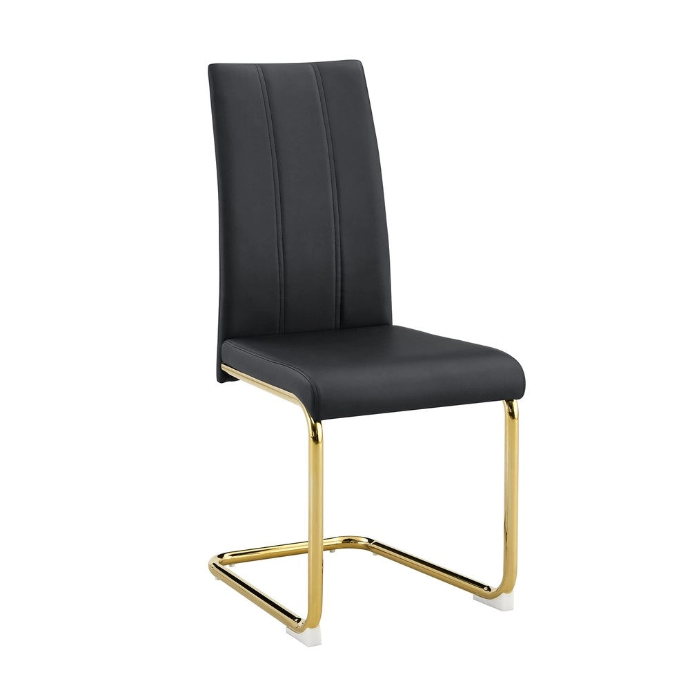 Sedia da pranzo design moderno ¨C Minimal ¨C nero similpelle gambe in metallo