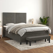Giroletto a Molle con Materasso Grigio Scuro 140x200 cm Velluto 3137786