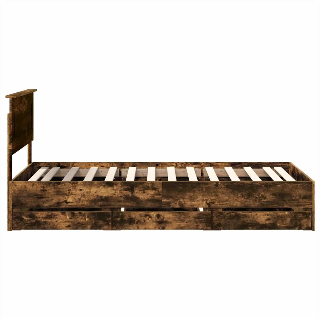 Struttura del letto con cassetto Rovere fumé 75 x 190 cm 3408037