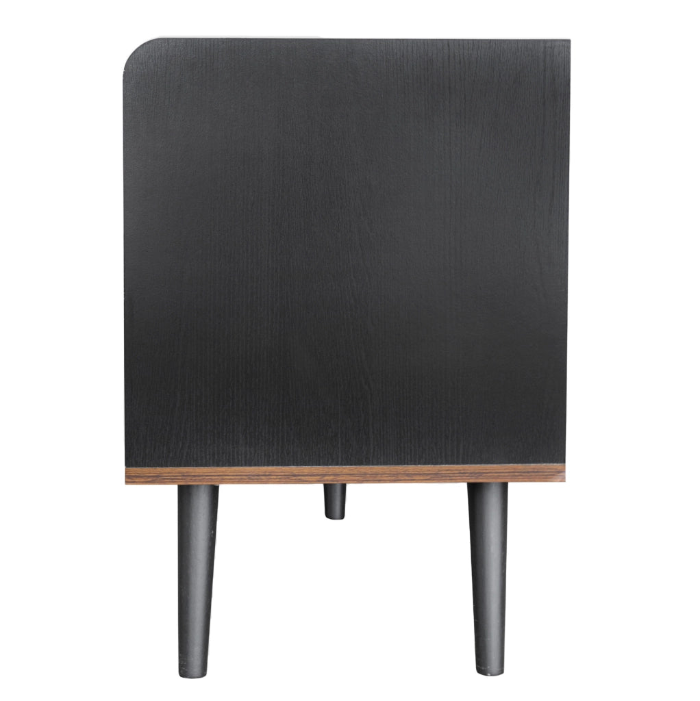 Mobile TV con 2 cassetti e 2 ante scorrevoli; 160x40x58 cm; nero e legno