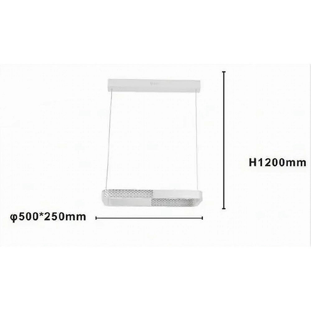 Trade Shop - Lampadario A Sospensione Led 28w Rettangolare Bianco Cristallo Con Telecomando 32064 -