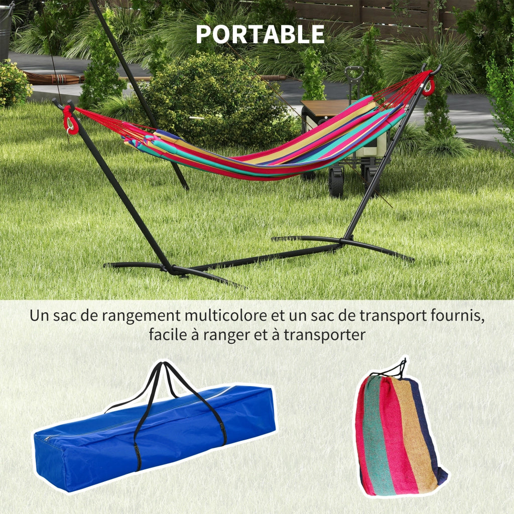 Amaca da Giardino con Supporto in Metallo ¨C zephmum ¨C Colore Rosso, Max Carico 120 Kg