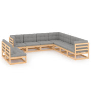Set Divani da Giardino 9 pz con Cuscini Legno Massello di Pino cod mxl 54006