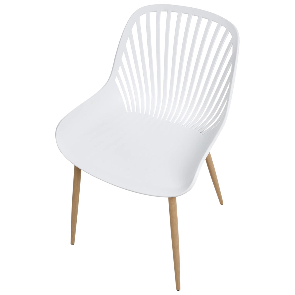 Set di 4 robuste sedie da pranzo Materiale sintetico Legno poliestere Gambe in ferro Transprint Bianco Kleve