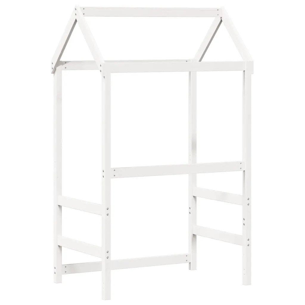 Tetto Letto Bambini Bianco 118x70x176,5 cm Legno Massello Pino