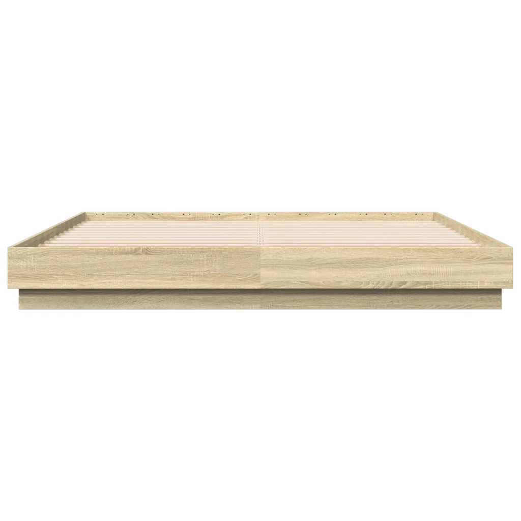Giroletto con Luci LED-Struttura Letto Rovere Sonoma 200x200 cm