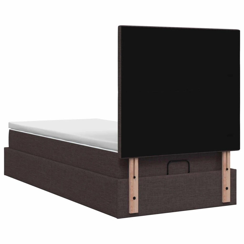 Letto Ottomano con Materasso e LED Marrone Scuro 90 x 200 cm 3458044