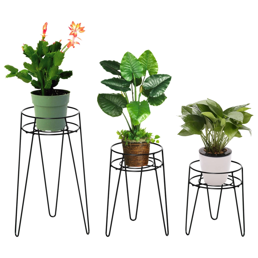 Set di 3 fioriere in metallo ¨C zephmum ¨C nero 23.5x30x42cm