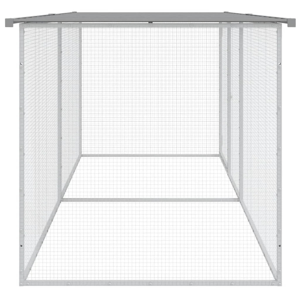 Pollaio/recinto/gabbia per polli con tetto trasparente 203 x 98 x 90 cm acciaio zincato grigio 02_0043983